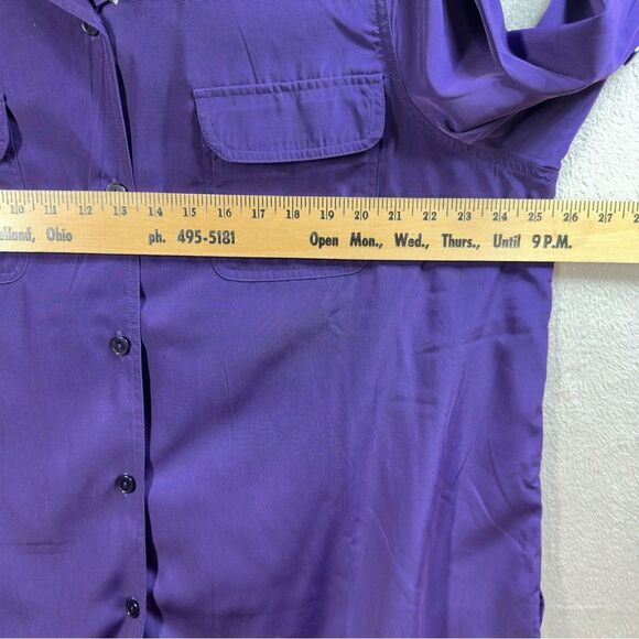 Only Necessities Purple Button Front Blouse Roll Tab Sleeve Career Business 20W - Picture 4 of 6